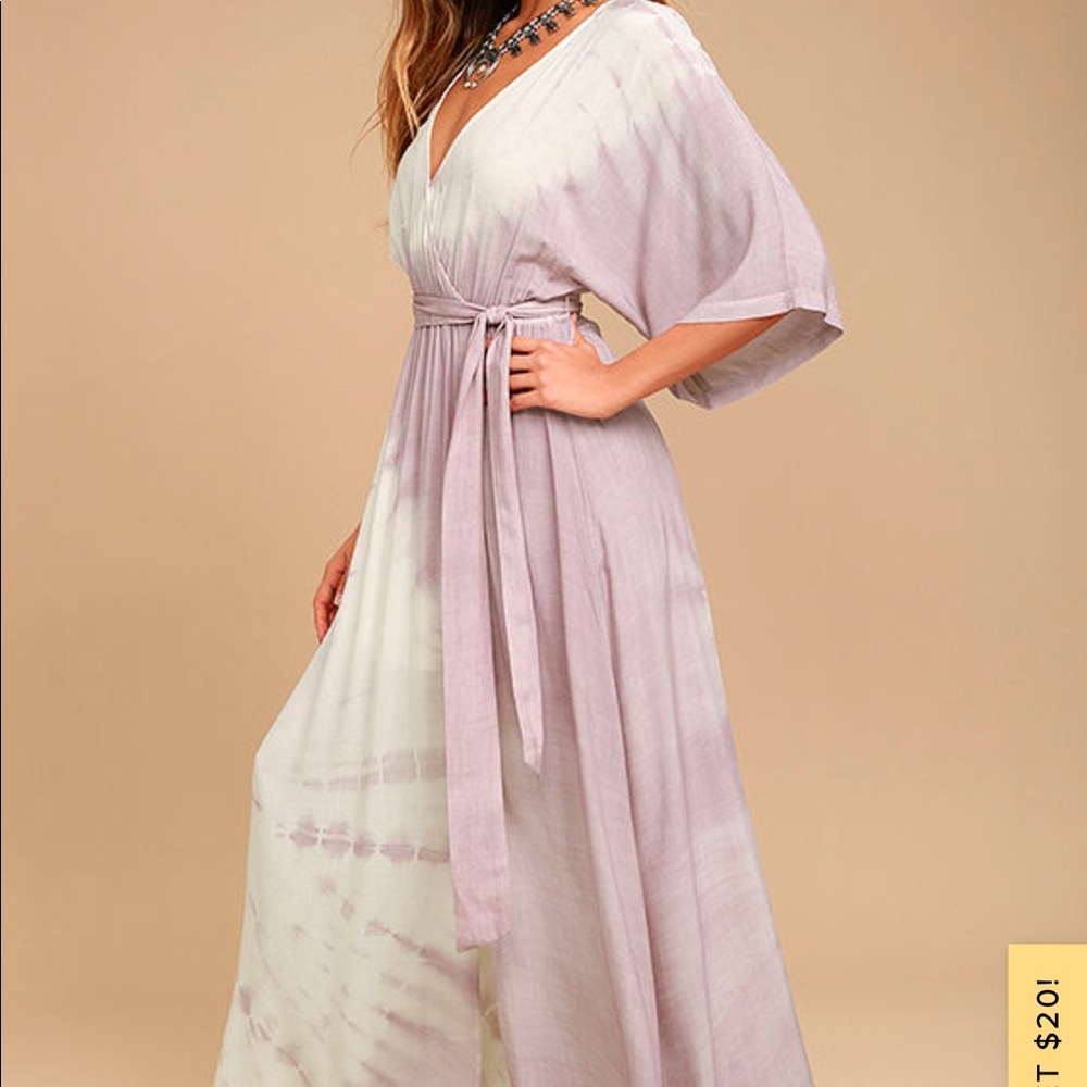 Awaken My Soul Ivory Lavender Tie-Dye Maxi Dress
